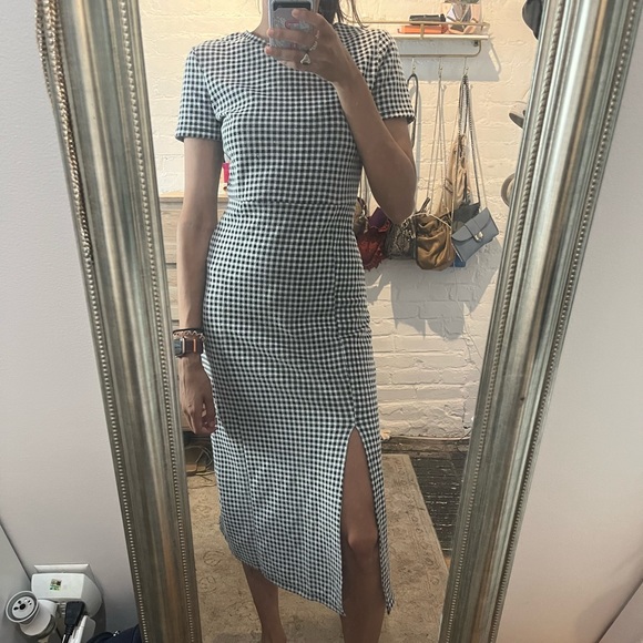 Zara | Dresses | Zara Checkered Midi Dress With Slit Small | Poshmark